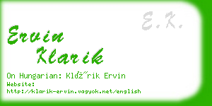 ervin klarik business card